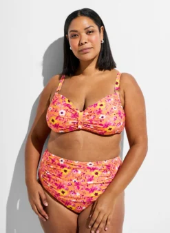 Hoch taillierte Bikinihosen mit Muster