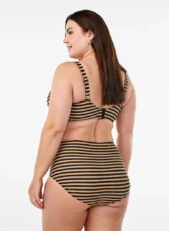 Hoch taillierte Bikinihosen mit Streifen