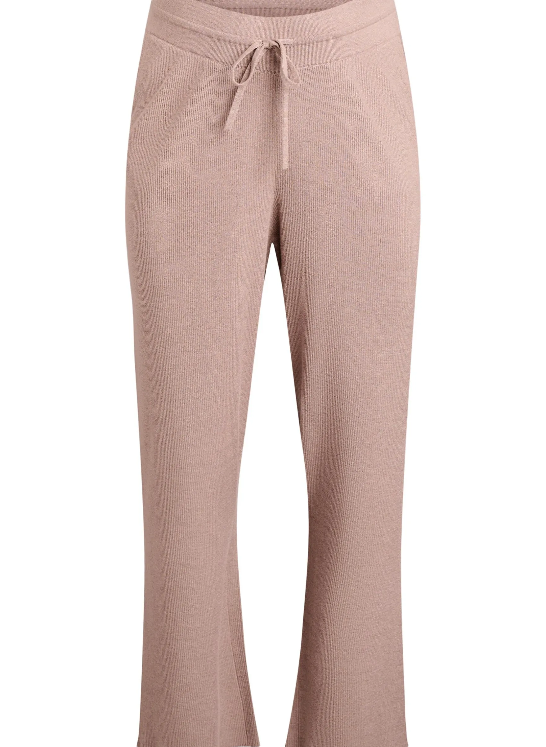 Hoch taillierte Hose aus Rippstrick mit geradem Bein