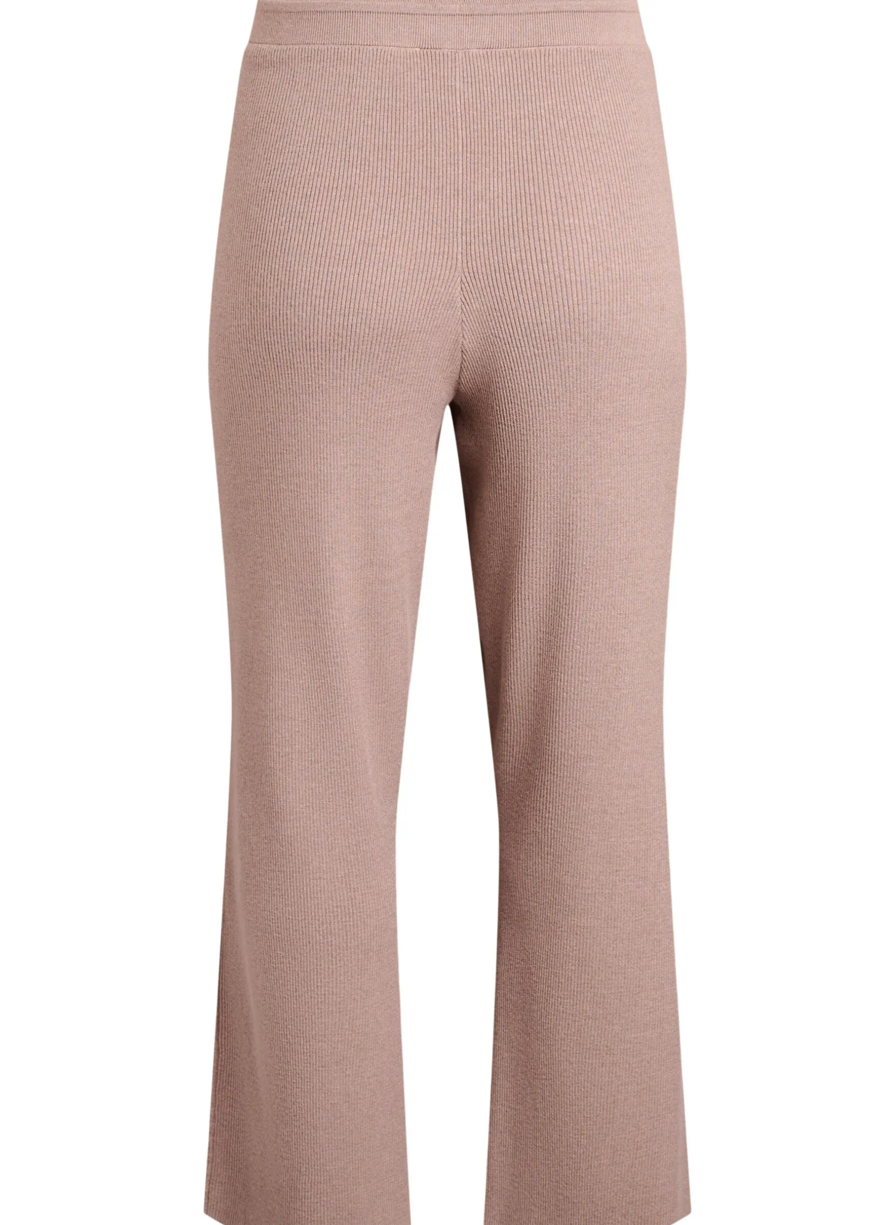 Hoch taillierte Hose aus Rippstrick mit geradem Bein