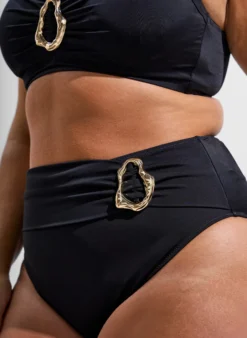 Hoch taillierter Tai-Bikini-Slip mit Golddetail