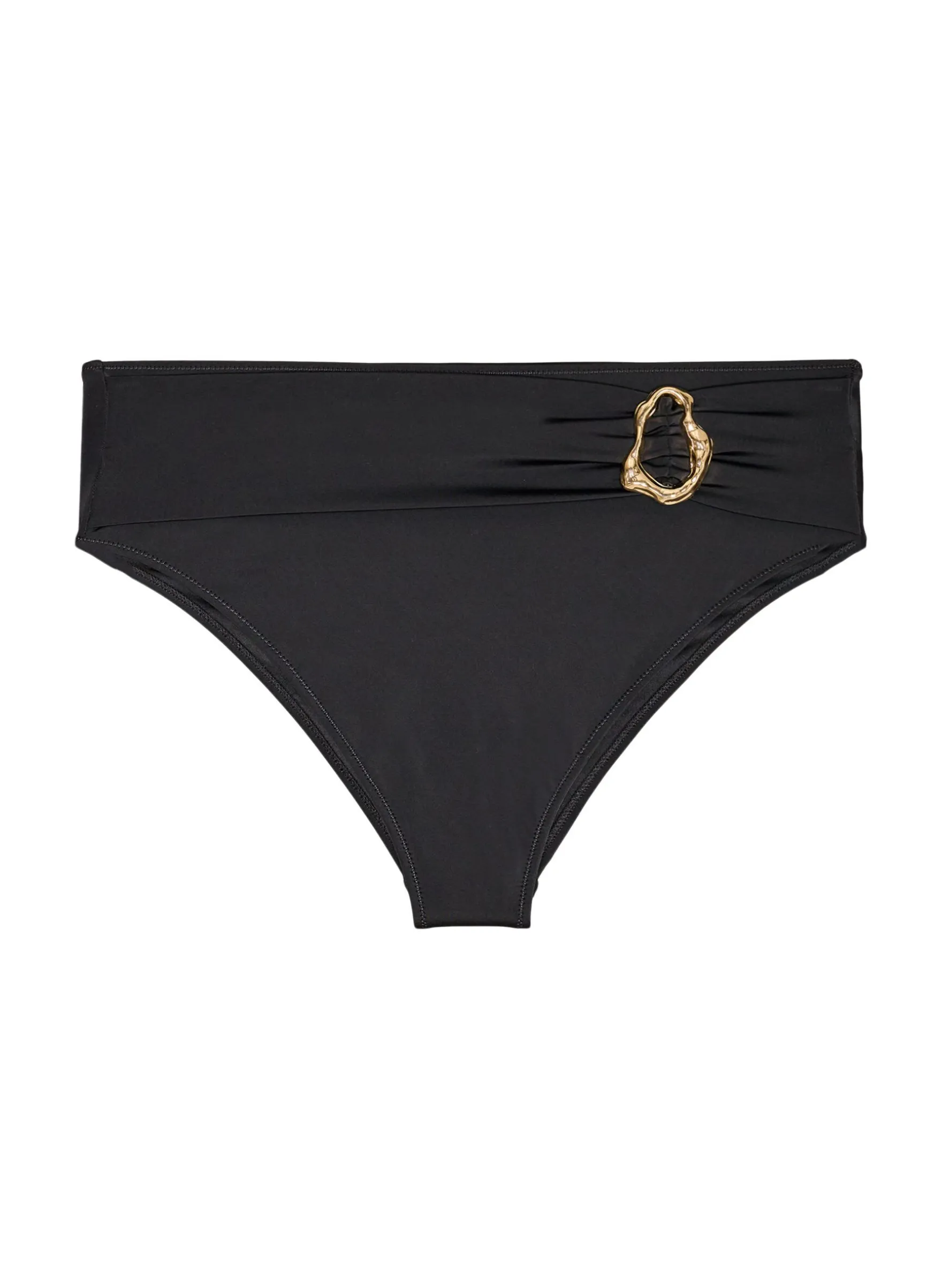 Hoch taillierter Tai-Bikini-Slip mit Golddetail