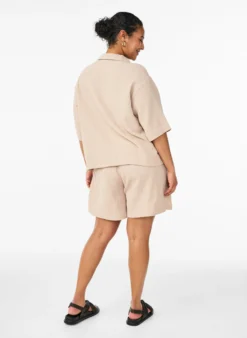 Hoch taillierte Shorts aus Baumwoll-Musselin