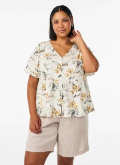 Hoch taillierte Shorts aus Leinen und Viskose