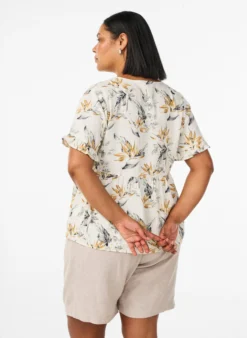 Hoch taillierte Shorts aus Leinen und Viskose