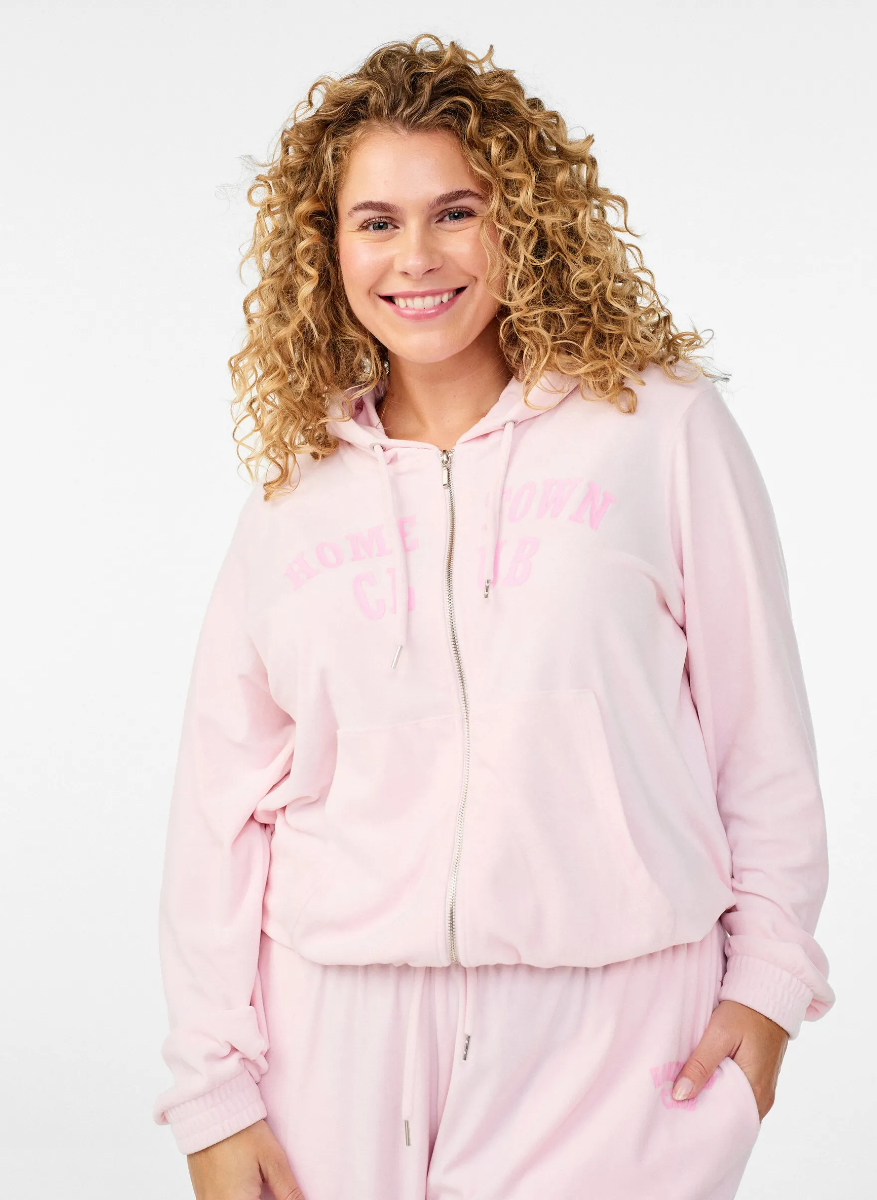 Hoodie aus weichem Velours mit Reißverschluss