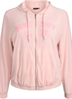 Hoodie aus weichem Velours mit Reißverschluss