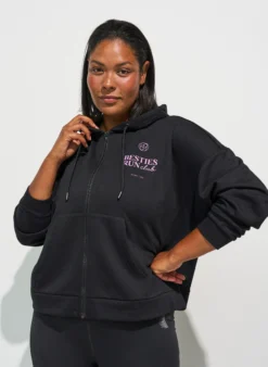 Hoodie mit Reißverschluss und Brustprint