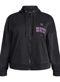 Hoodie mit Reißverschluss und Brustprint