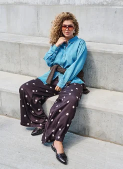Hose aus Viskose mit Polka Dots und weitem Bein