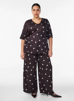 Hose aus Viskose mit Polka Dots und weitem Bein