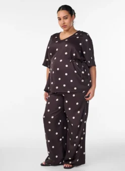 Hose aus Viskose mit Polka Dots und weitem Bein