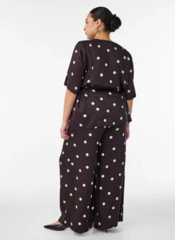 Hose aus Viskose mit Polka Dots und weitem Bein