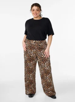Hose mit geradem Bein und Leopardenmuster