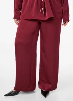 Hose mit Satin-Look, hoher Taille und weitem Bein