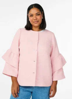 Jacke aus Bouclé mit Rüschendetails
