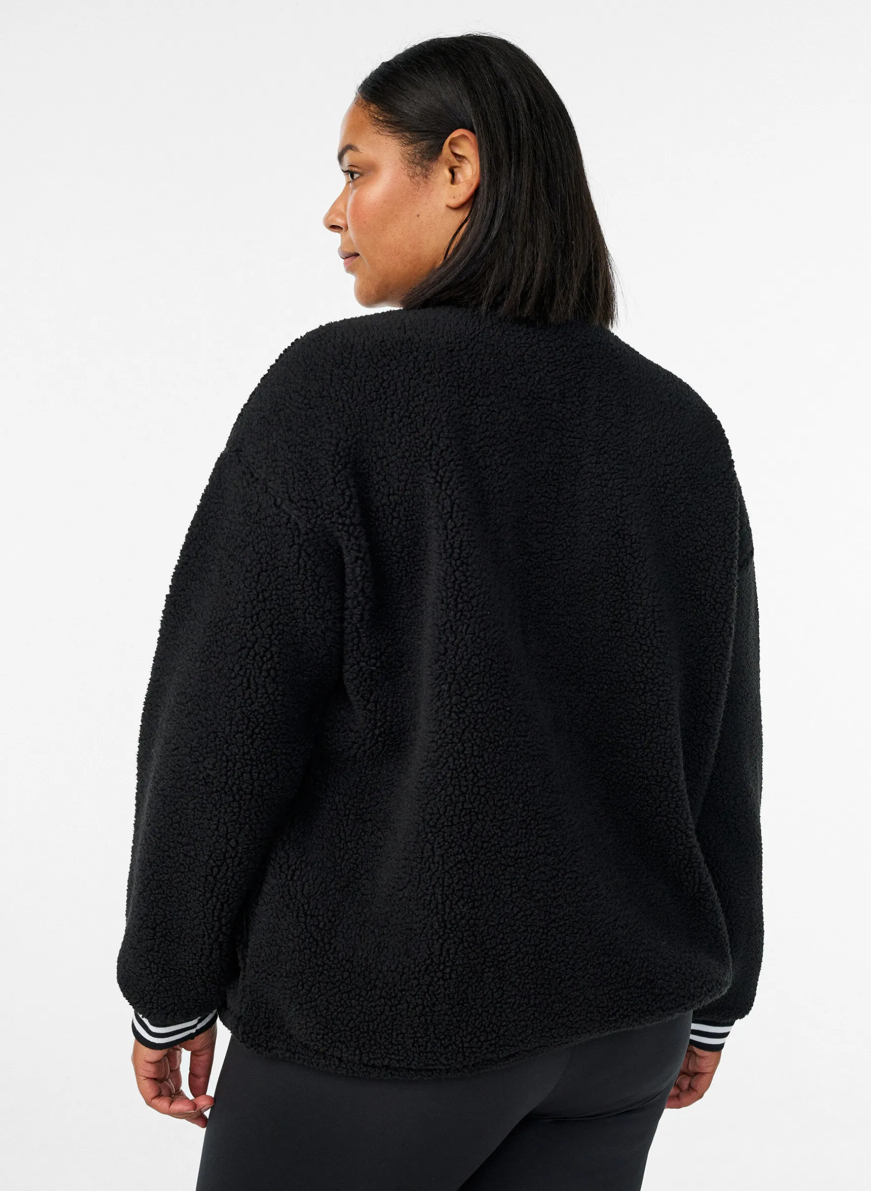 Jacke aus Teddyfleece mit Streifendetails