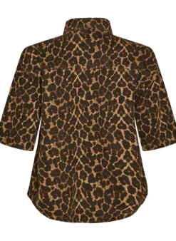 Jeanshemd mit Leo-Print und kurzen Ärmeln