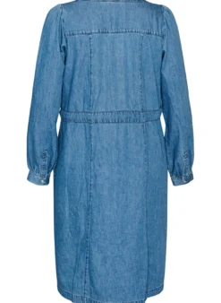 Jeanskleid mit V-Ausschnitt und Bindegürtel