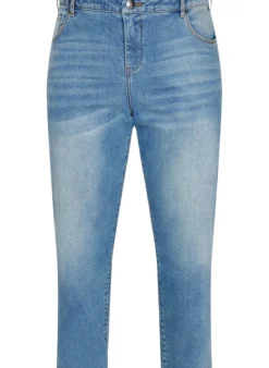 7/8-Jeans mit Fransensaum und hoher Taille