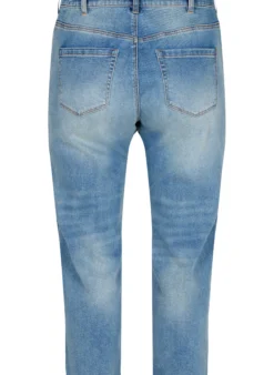 7/8-Jeans mit Fransensaum und hoher Taille
