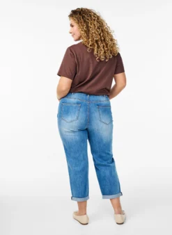 7/8-Jeans mit Umschlag und hoher Taille