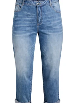 7/8-Jeans mit Umschlag und hoher Taille