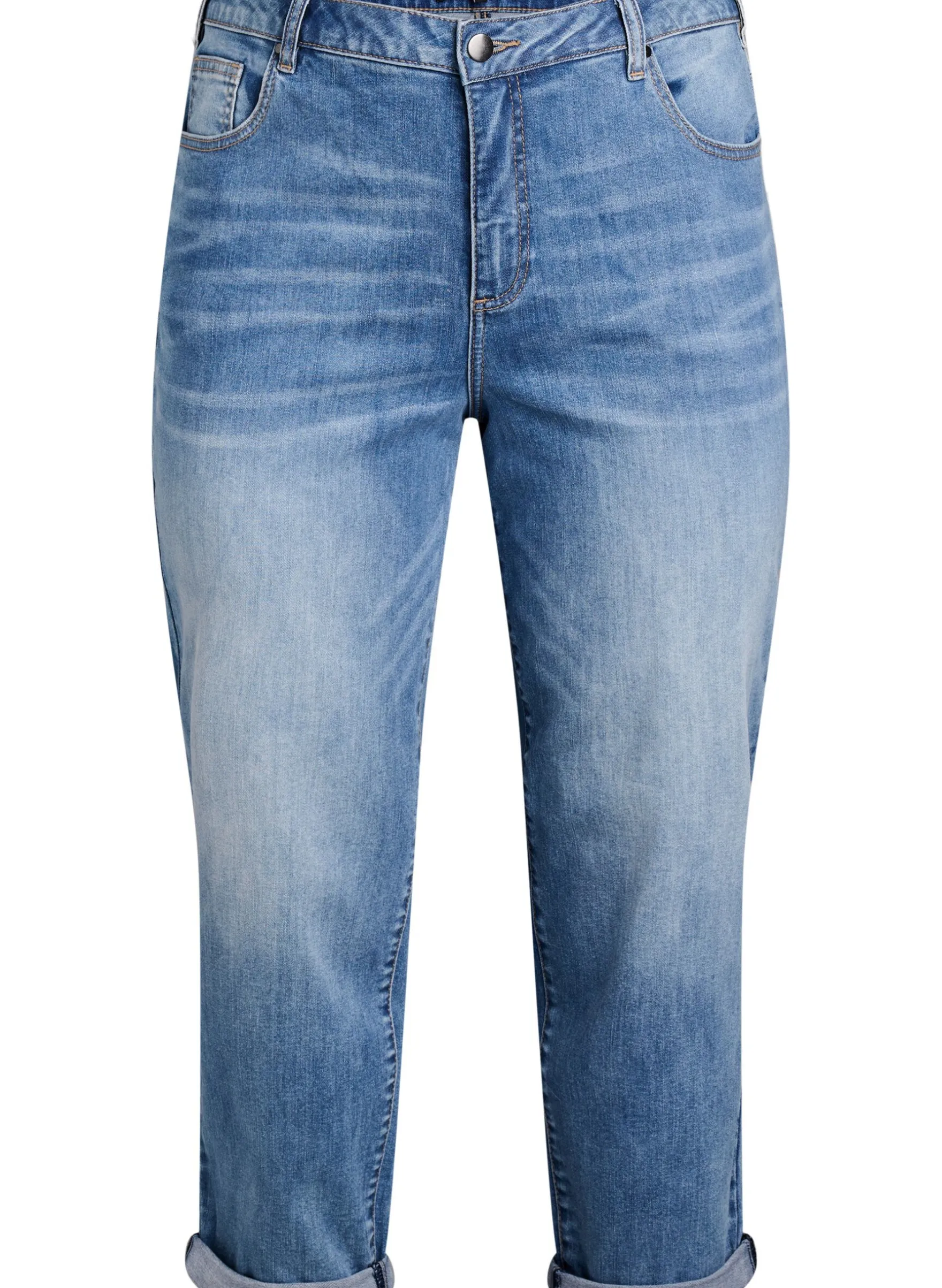 7/8-Jeans mit Umschlag und hoher Taille