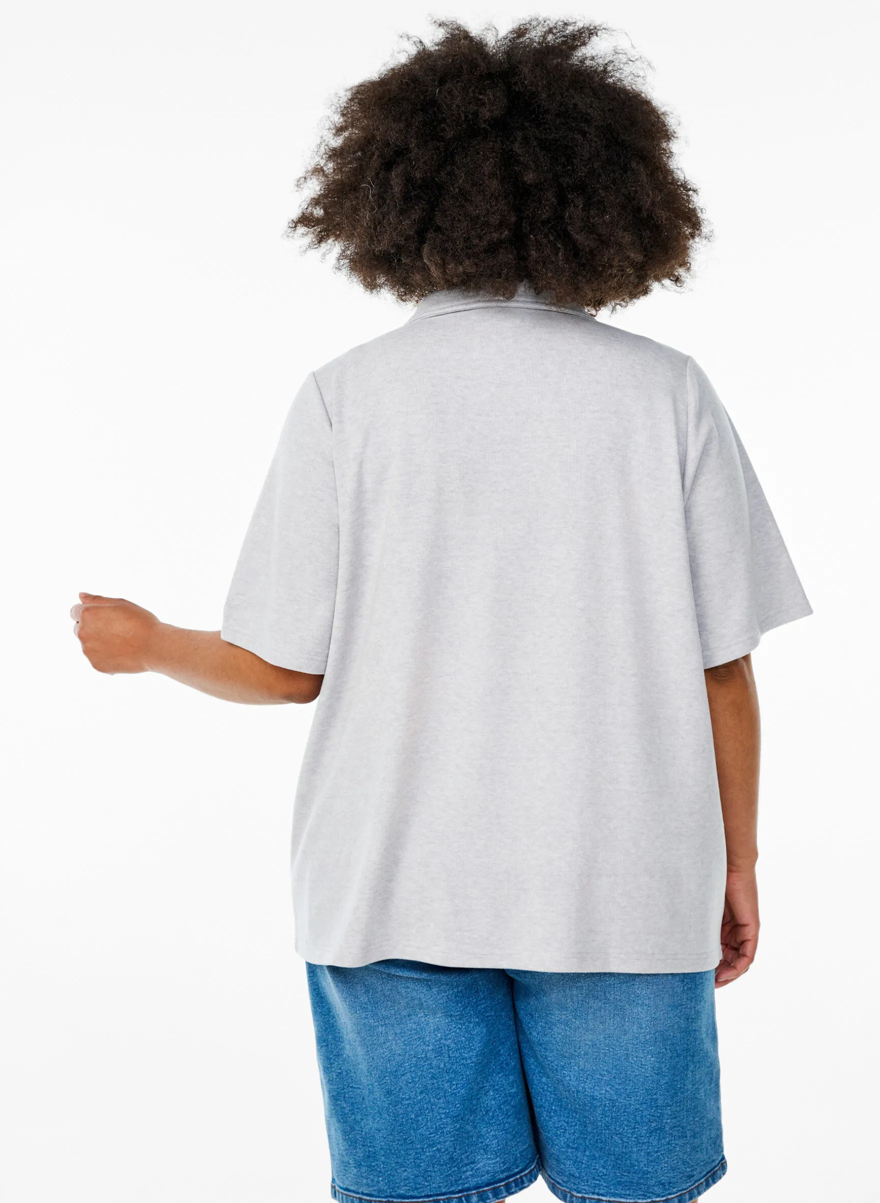 Jersey Bluse mit Kragen und kurzen Ärmeln