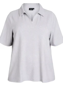 Jersey Bluse mit Kragen und kurzen Ärmeln