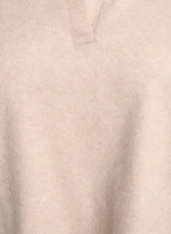 Jersey-Bluse mit Kragen und V-Ausschnitt