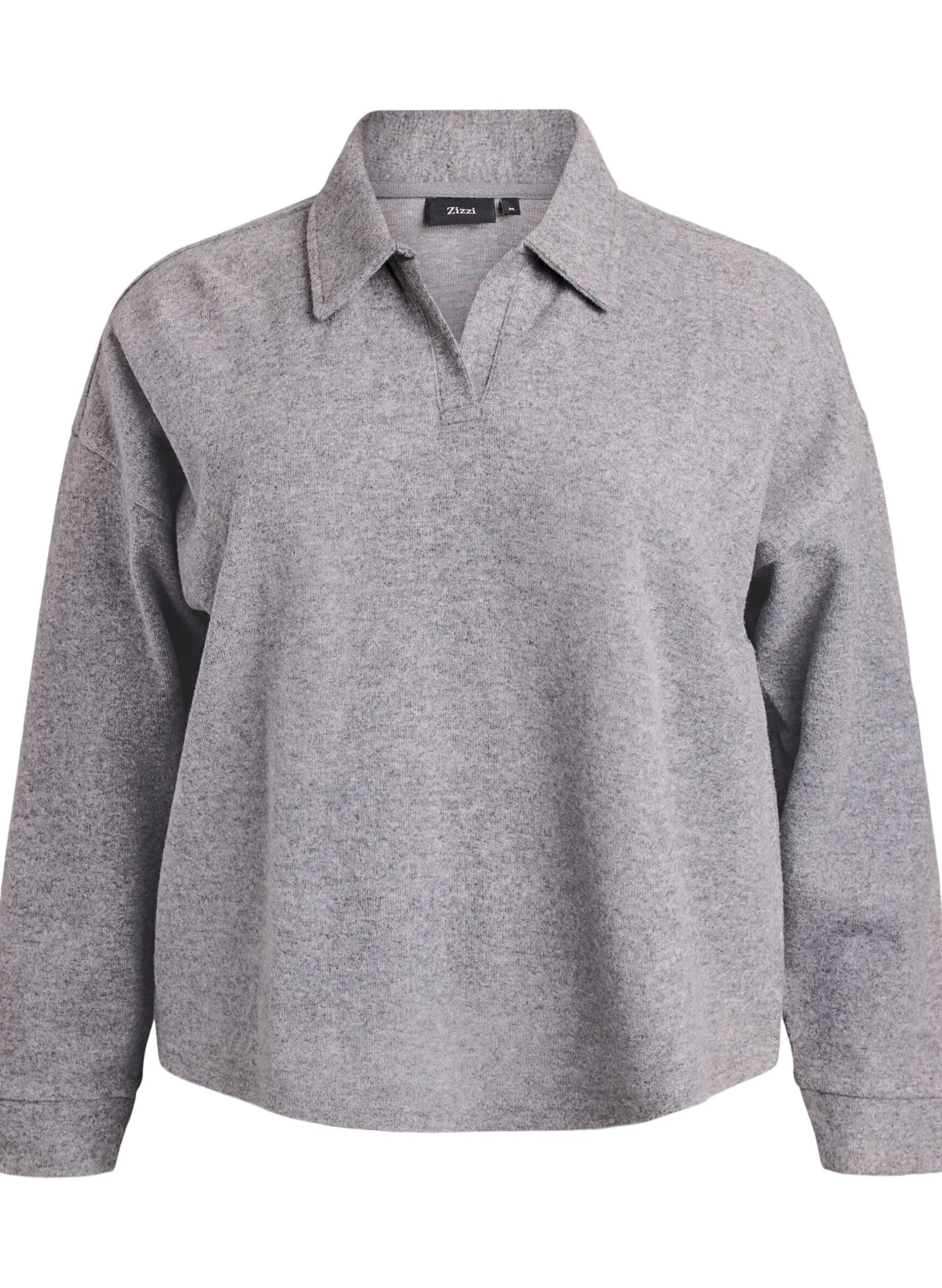 Jersey-Bluse mit Kragen und V-Ausschnitt