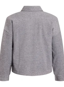 Jersey-Bluse mit Kragen und V-Ausschnitt