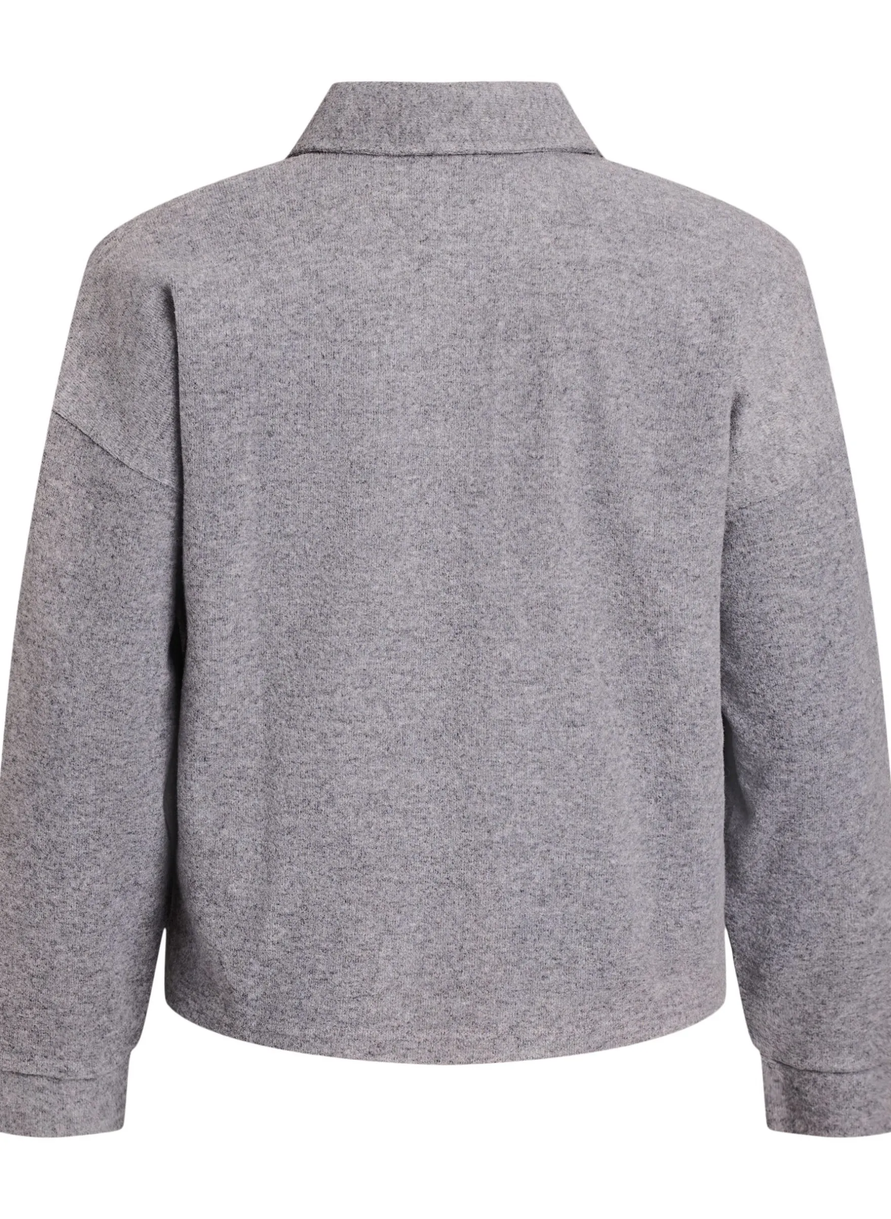 Jersey-Bluse mit Kragen und V-Ausschnitt