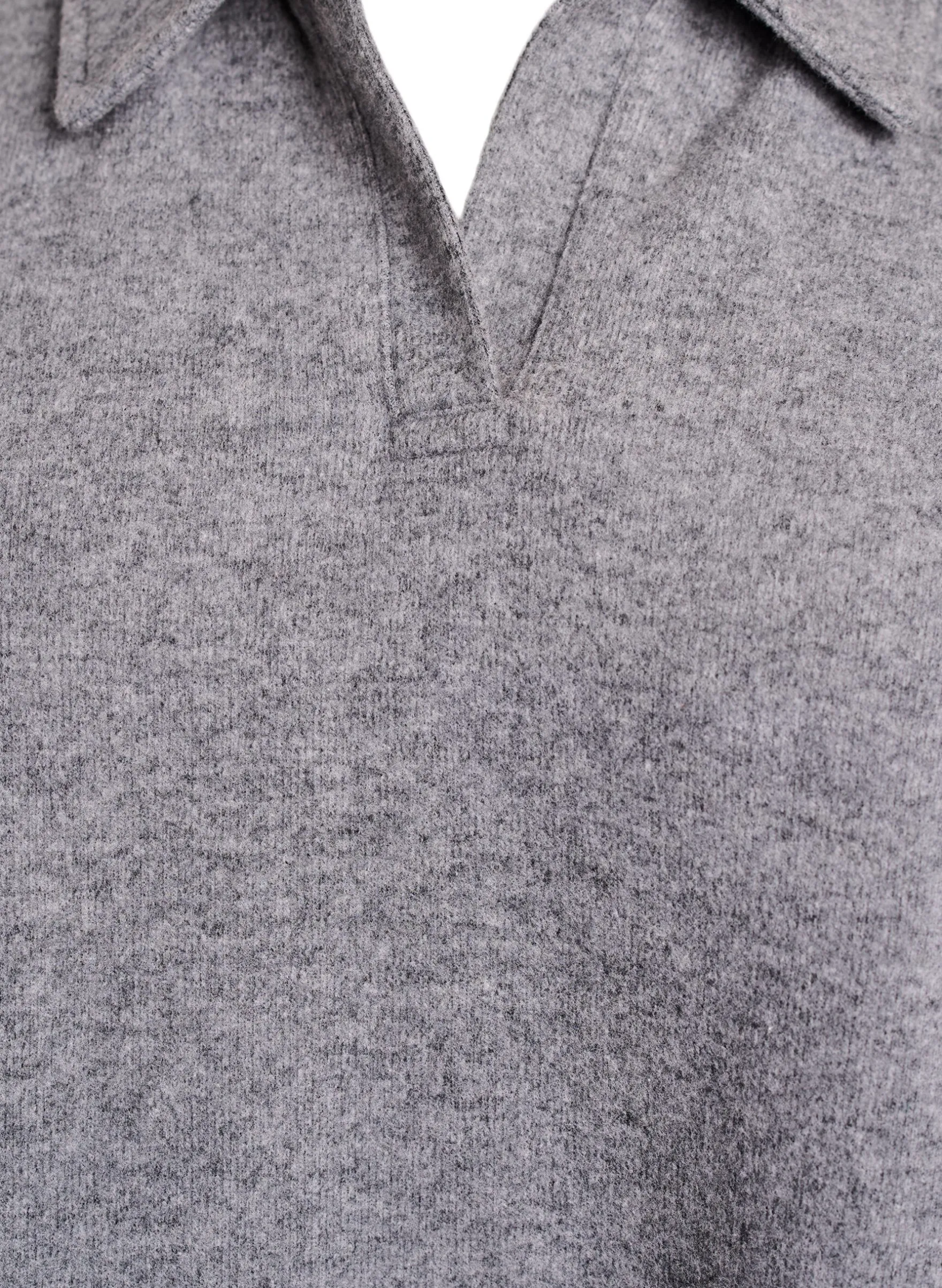 Jersey-Bluse mit Kragen und V-Ausschnitt