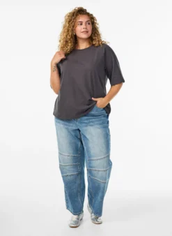 Jerseybluse mit 1/2-Raglanärmeln