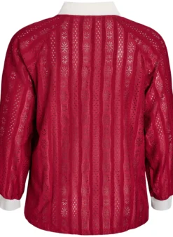 Jerseybluse mit Struktur und Kontrastdetails