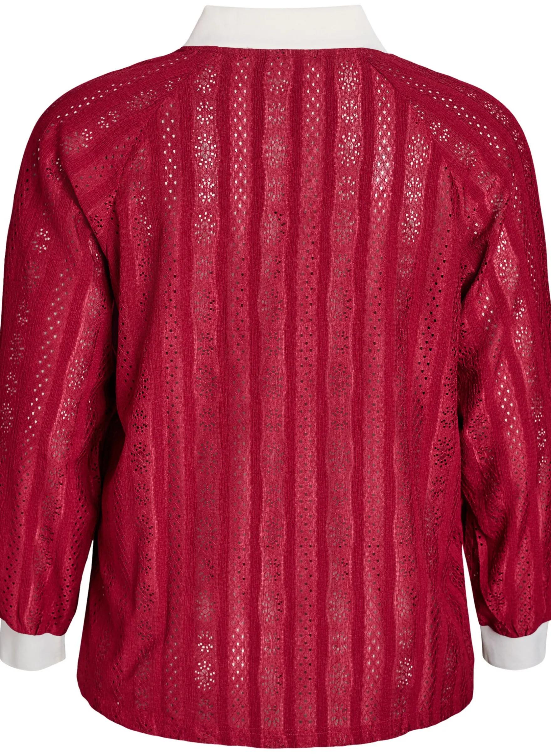 Jerseybluse mit Struktur und Kontrastdetails