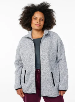Jersey-Cardigan mit hohem Kragen und Reißverschluss