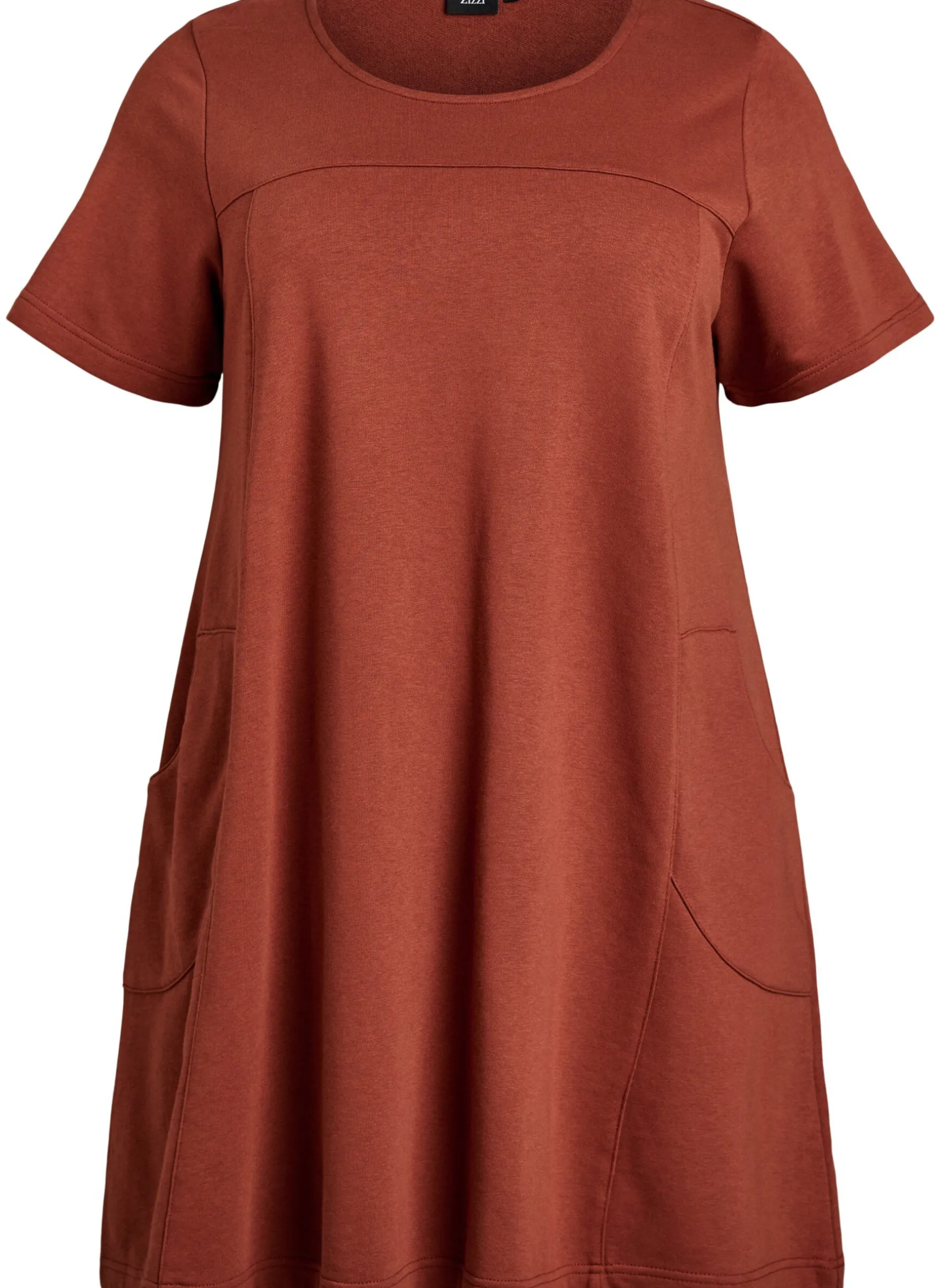 Jerseykleid mit kurzen Ärmeln und Taschen
