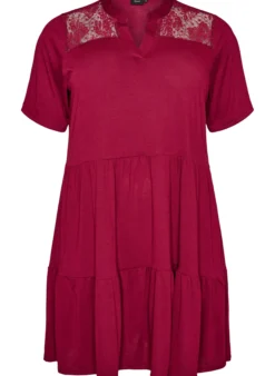 Jerseykleid mit Spitzendetails und mehrlagigem Rock