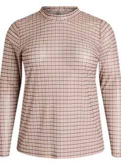 Karierte Bluse aus Mesh