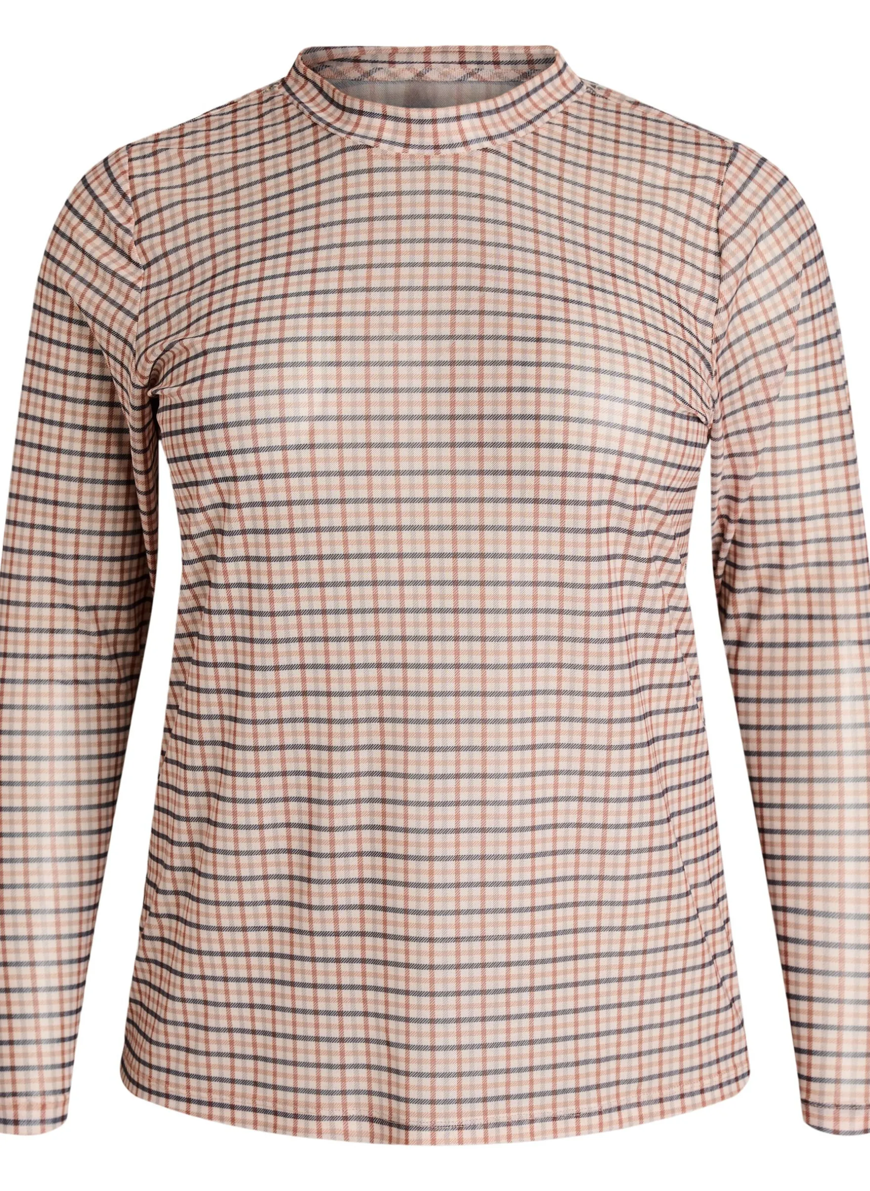 Karierte Bluse aus Mesh