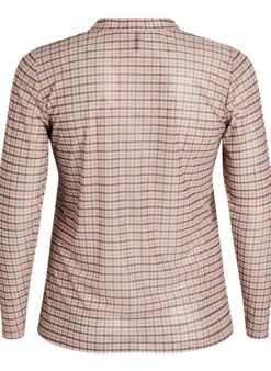 Karierte Bluse aus Mesh