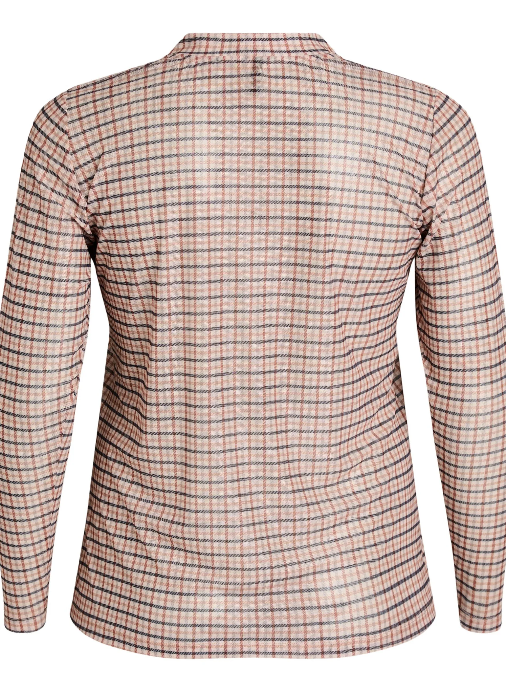 Karierte Bluse aus Mesh