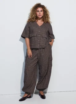 Karierte Bluse mit Brusttaschen