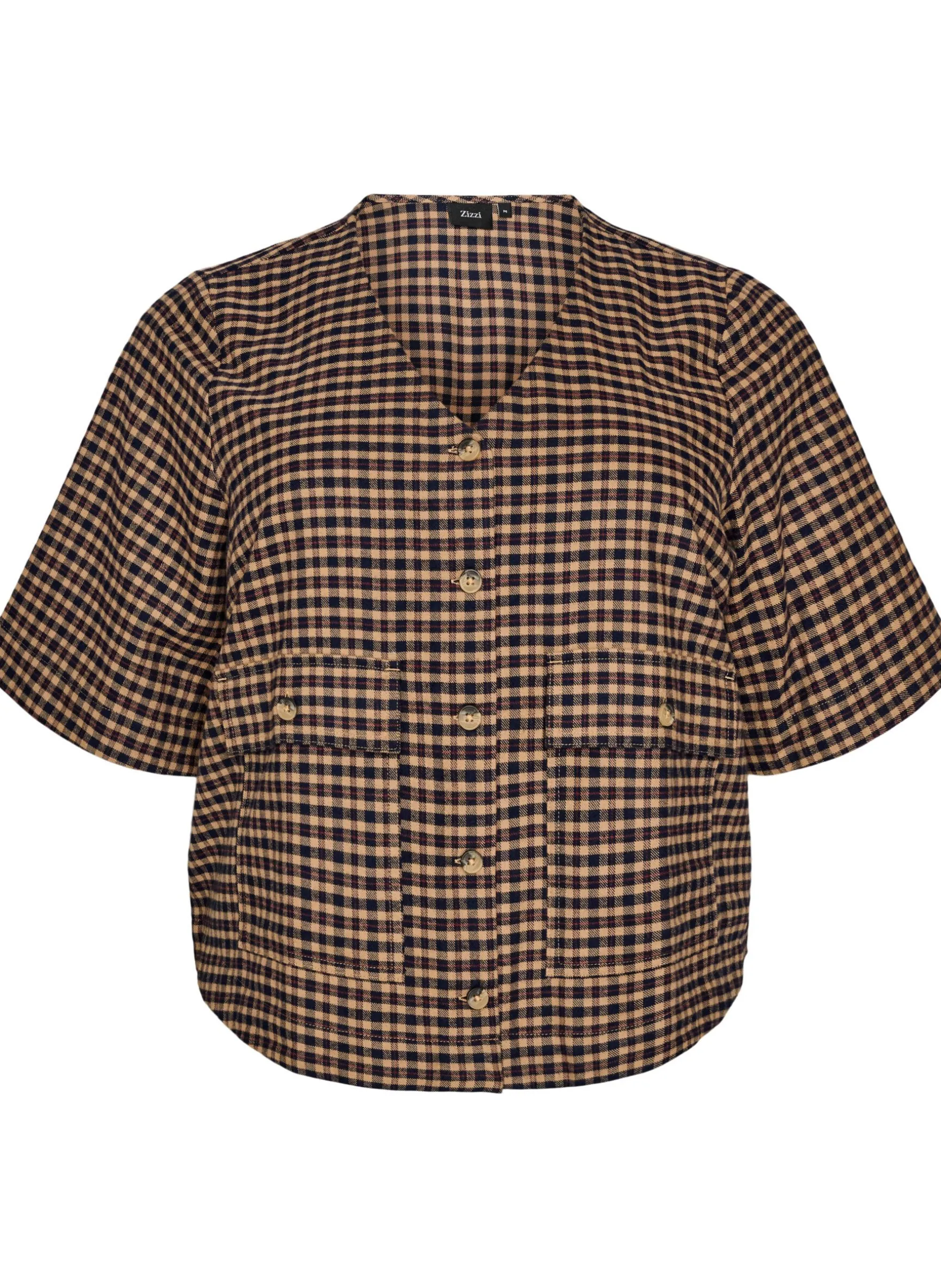 Karierte Bluse mit Brusttaschen