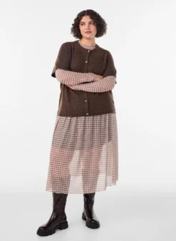 Karierter Midi-Rock aus Mesh