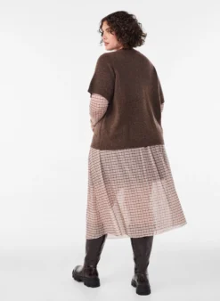 Karierter Midi-Rock aus Mesh