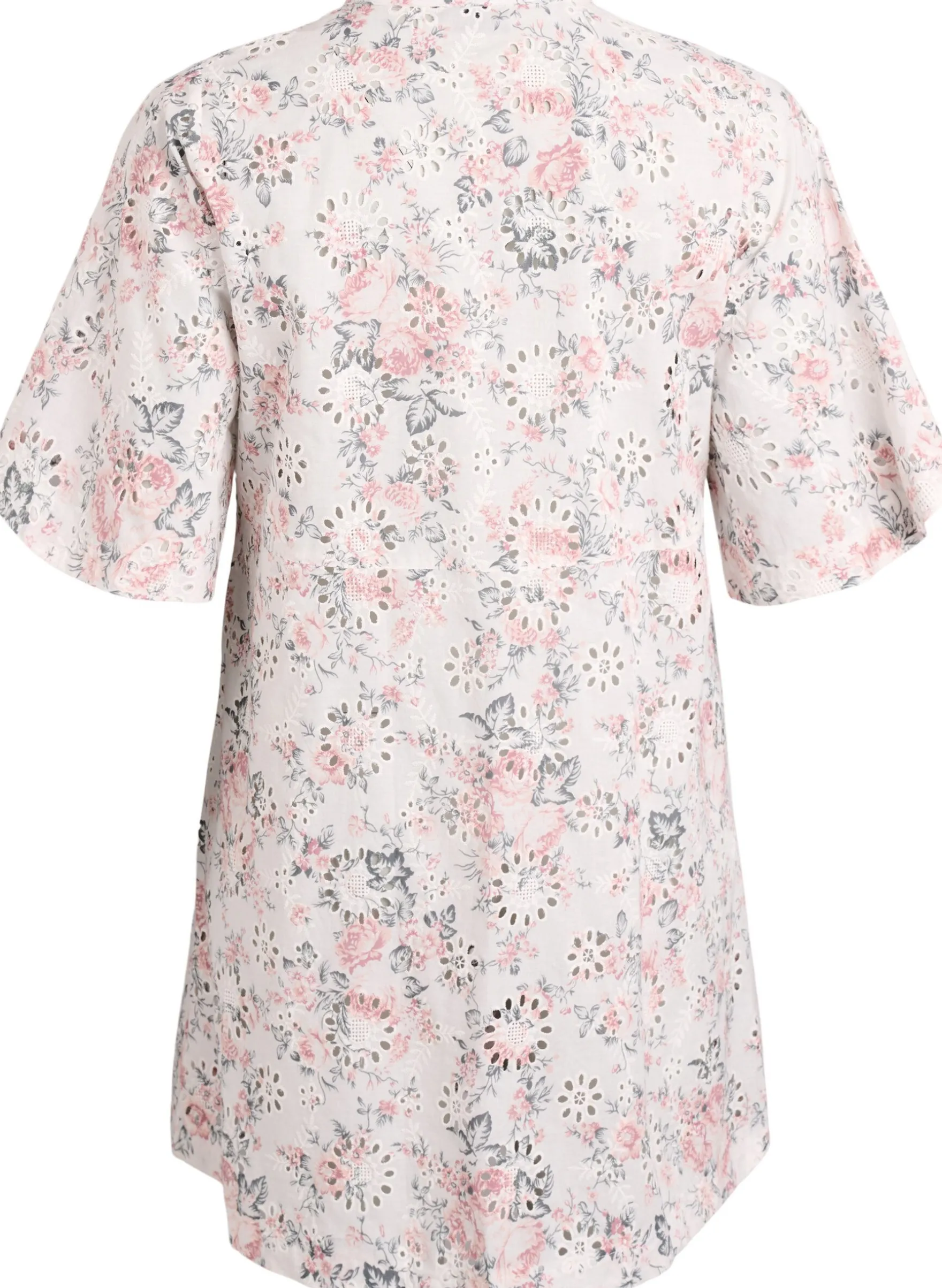 Kleid aus Baumwolle mit geblümtem Muster und Broderie Anglaise